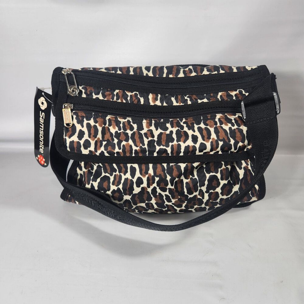 VTG Samsonite Animal Print Bag RIP STOP Adjustable X-BODY Shoulder Handbag NOS